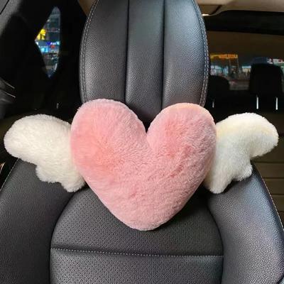 1PC Cute Cartoon Car Headrest Pillow - Love Heart Neck & Waist Support Cushion for Car Seat Back Decoration