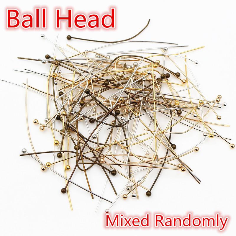 200pcs/Lot 16 20 25 30 35 40 45 50mm Flat Head/Ball Head/Eye Head Pins Metal Headpins For Jewelry Findings Making DIY Supplies