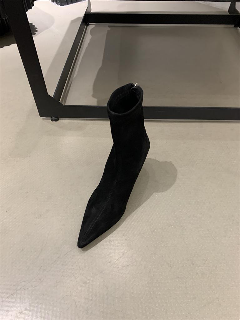 High Heel Pointed Suede Skinny Boots Small Short Boots Women'S Shoes Spring, Autumn And Winter Velvet Korean Small Ankle Boots