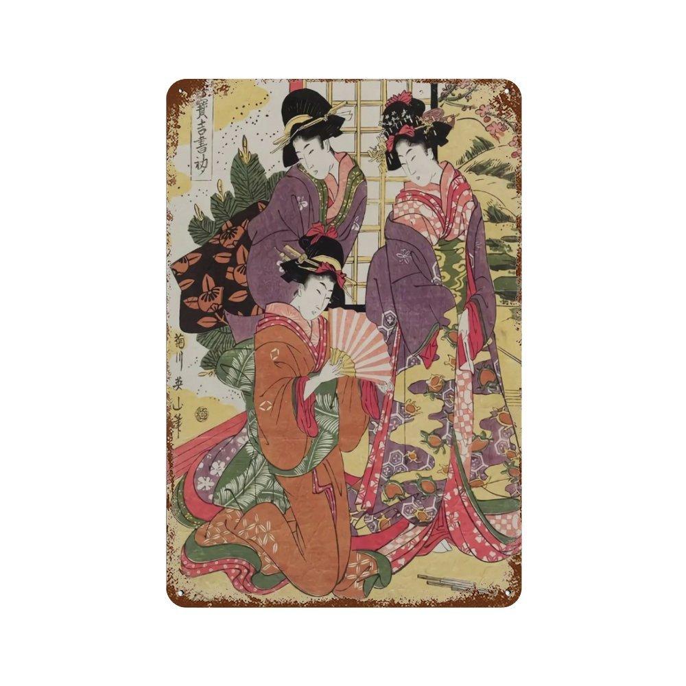 Vintage Japan Art Metal Tin Sign Yayoi Kusama Poster Plaque Katsushika Hokusai Wall Art for Room Club Man Cave Bar Home Decor