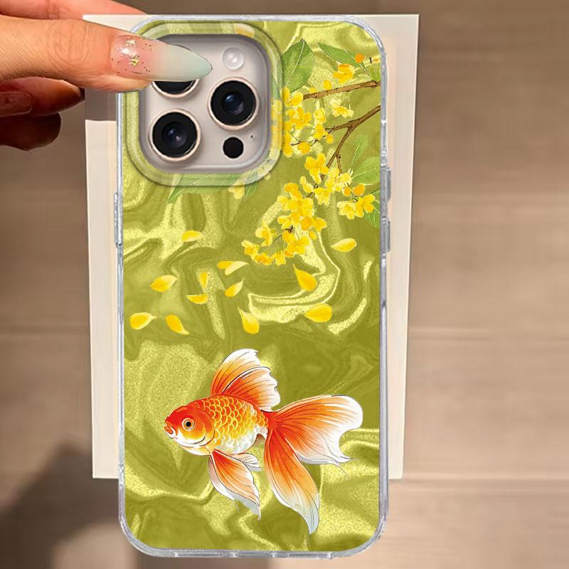 

Для iPhone 16 15 13 Plus Pro Max 14 Pro 7 8 Plus SE XS XR 5G Чехол для телефона Золотой карп Для iPhone 16e Силиконовая задняя панель Мягкий прозрачный чехол iPhone XR белый