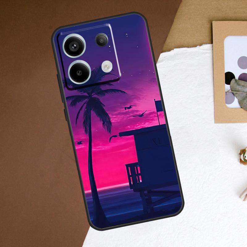 80s Retrowave Neon Palms Tree Case For Xiaomi Redmi Note 13 Pro Plus Note 12 11 9 10 11S 10S 12S Redmi 13C 10C 12C Cover