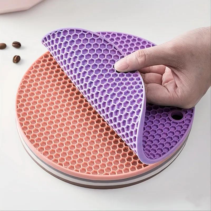 1PC Silicone Anti Scalding Mat Heat Resistant Non Slip Pot Holder Kitchen Countertop Protector Circular Cookware Pad for Stove