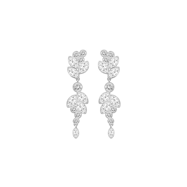 Swarovski Diapason Medium Plated White Gold Shimmering Petal Pierced Alloy Earrings Unisex earrings 5180709 Box (Random Color)