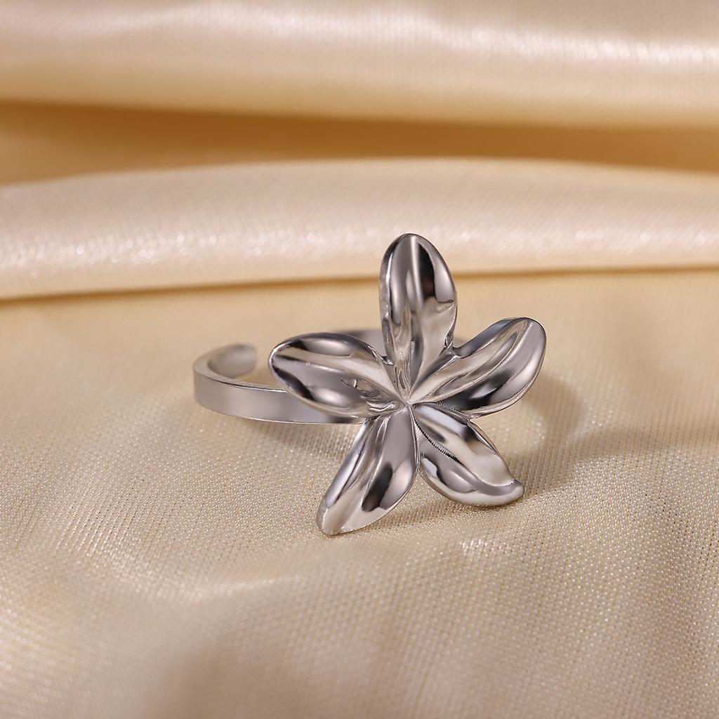 Summer Waterproof Ring For Women Stainless Steel Sea Star Cute Anillos Acero Inoxidables Gold Color Flower Rings Jewelry Gift