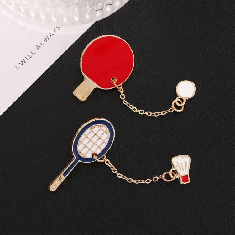 Badminton Tischtennis Revers Schmuck Brosche Schmuck Pins Cartoon Sportbälle Brosche Pins mit Kette