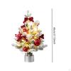 Mini Christmas Tree with Light Desktop Decoration Red Balls, Bows Holiday Ornament Artificial