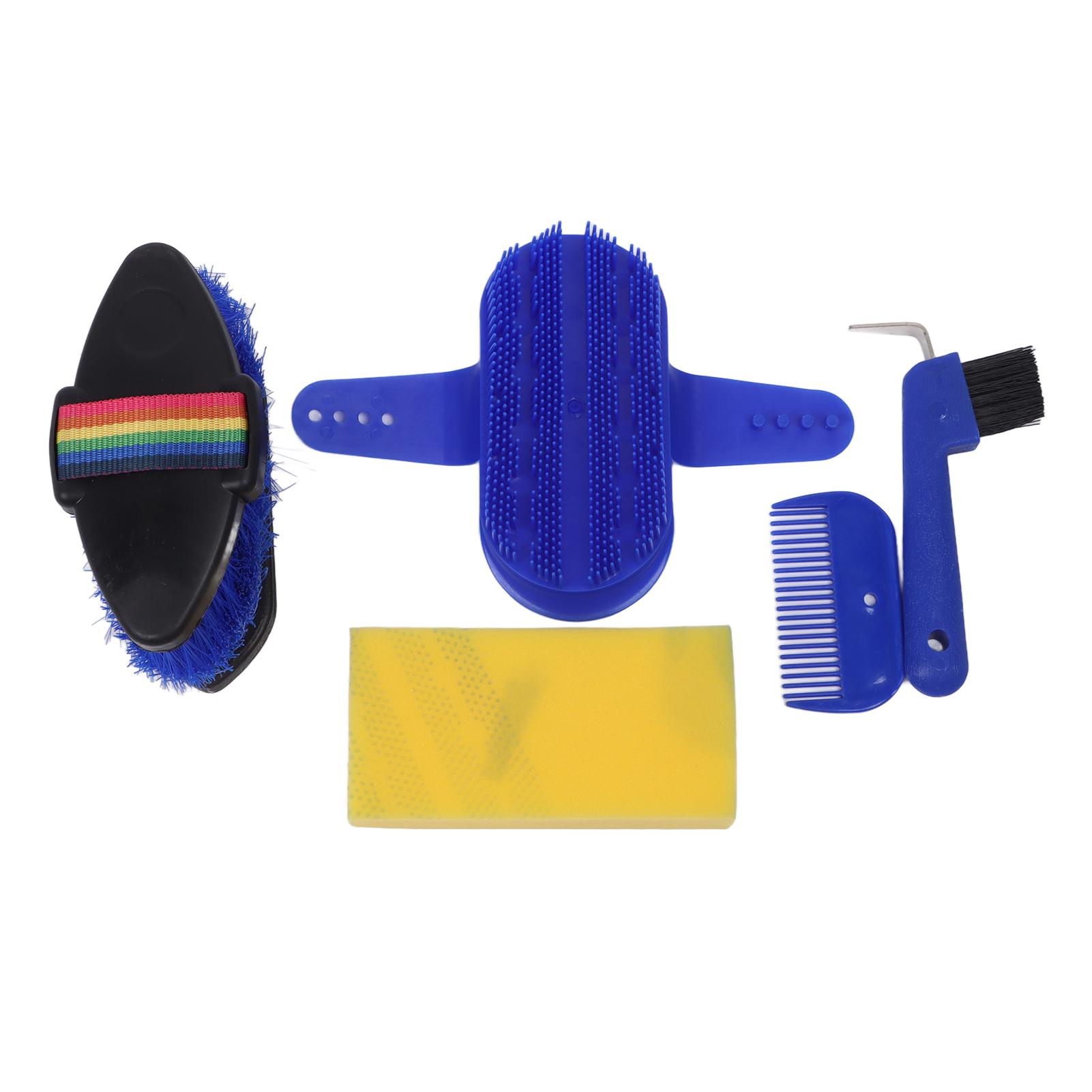 

6pcs Stable Cleaning Kit Professional Sponge Fur Comb Horseshoe Hook Stable Brush Set for Horse Fur and Stable Cleaning