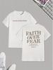 Unisex 100 Cotton Tshirt Faith Over Fear Print Christian Religious Psalm Graphic Short Sleeve Casual Streetwear Black Tee Tops