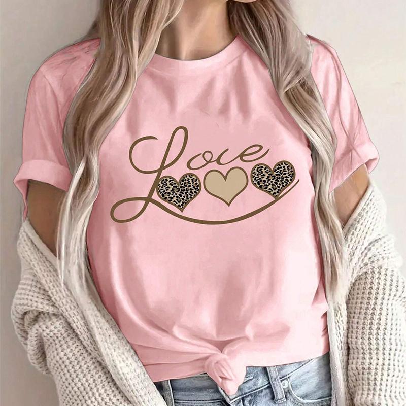 

Модная женская креативная футболка с принтом любовного письма, забавная повседневная футболка с круглым вырезом и короткими рукавами, летняя женская футболка XS розовый