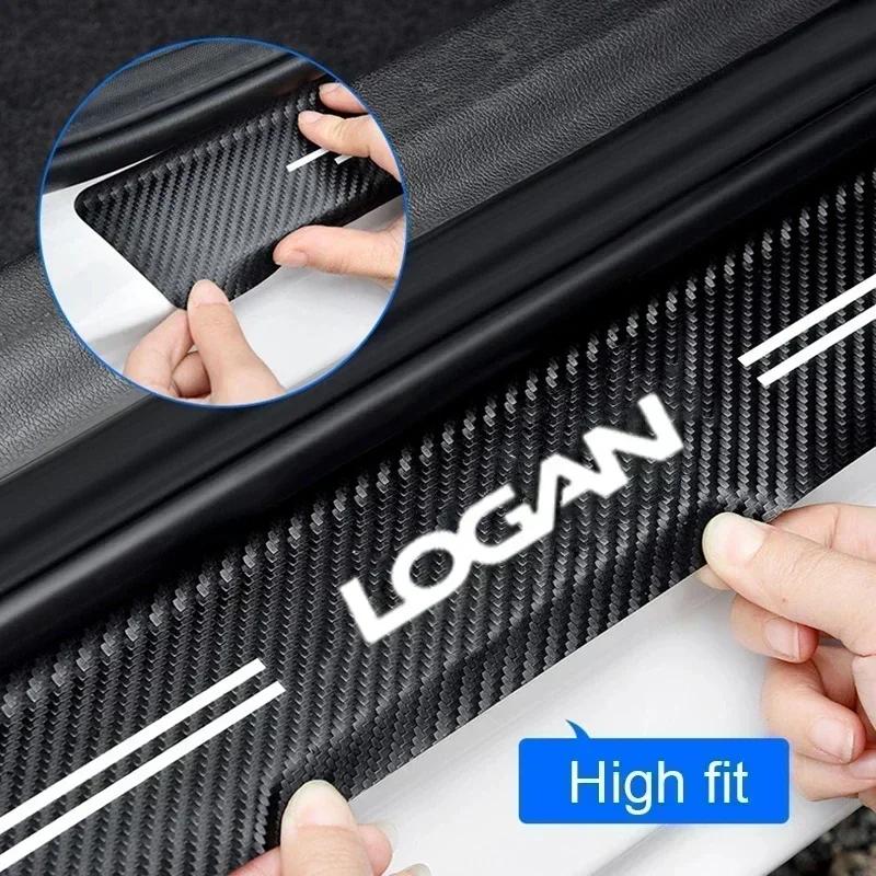 Carbon Fiber Car Door Threshold Stickers Tape for DACIA Logan Badge Duster Spring Lodgy Dokker Trunk Sill Protective Film Decals
