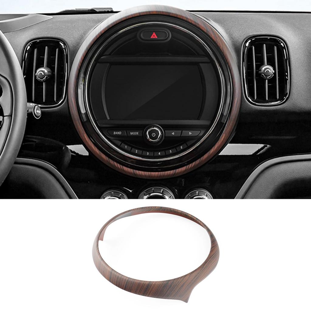 FDAIUN Mini F60 Center Control Navigation Decorative Frame, ABS Material, Stylish Custom Dress-Up, Interior Panel, 8.8in/22.5cm, Wood Stripe (Brown)