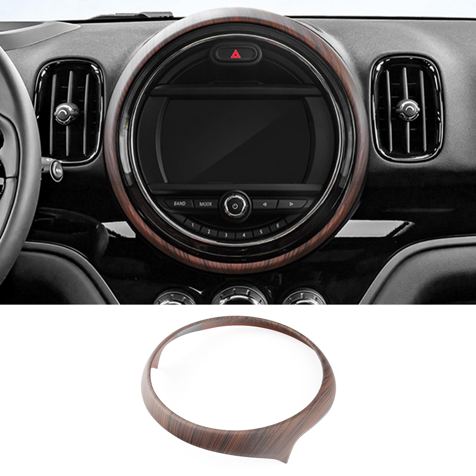 

FDAIUN Mini F60 Center Control Navigation Decorative Frame, ABS Material, Stylish Custom Dress-Up, Interior Panel, 8.8in/22.5cm, Wood Stripe (Brown)