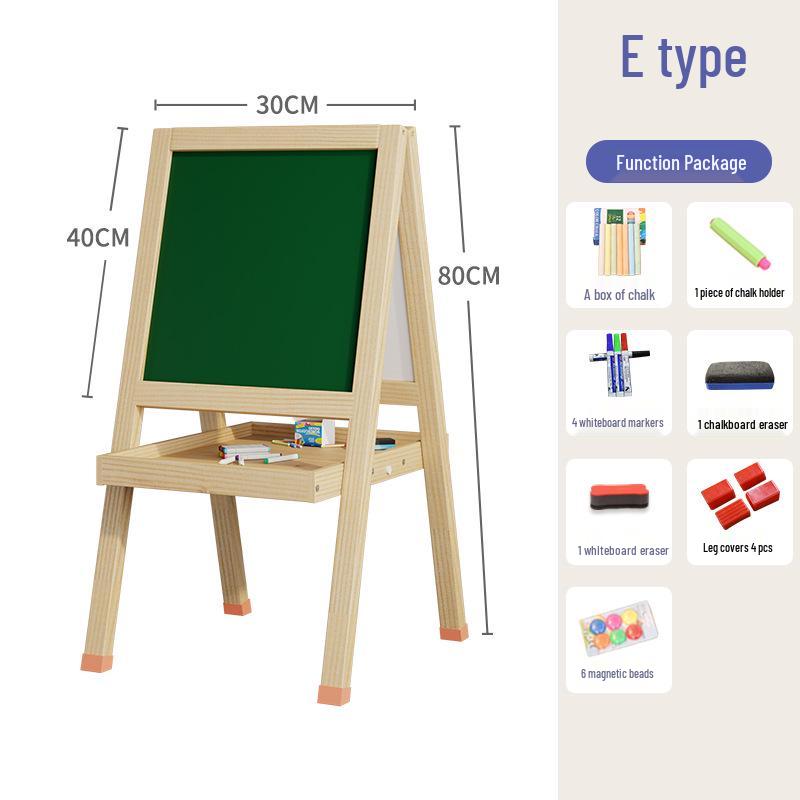Solid Wood Children's Erasable Chalkboard Easel for Writing & Drawing