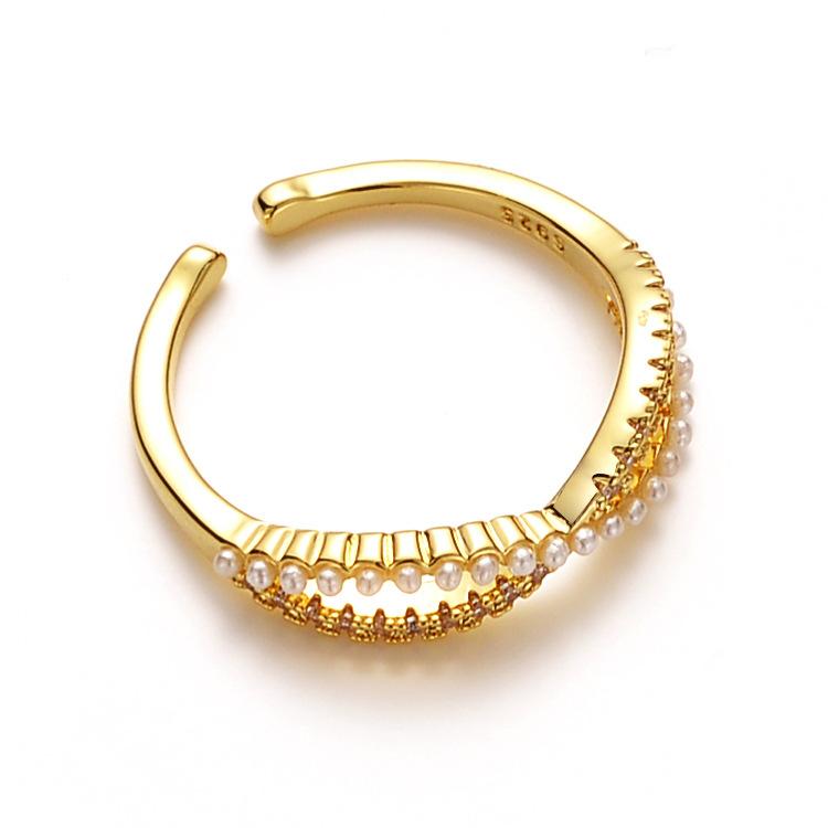 Cross Pearl Ring Women's Fashion Personality Light Luxury Simple Temperament Index Finger Ring Women's Ring
