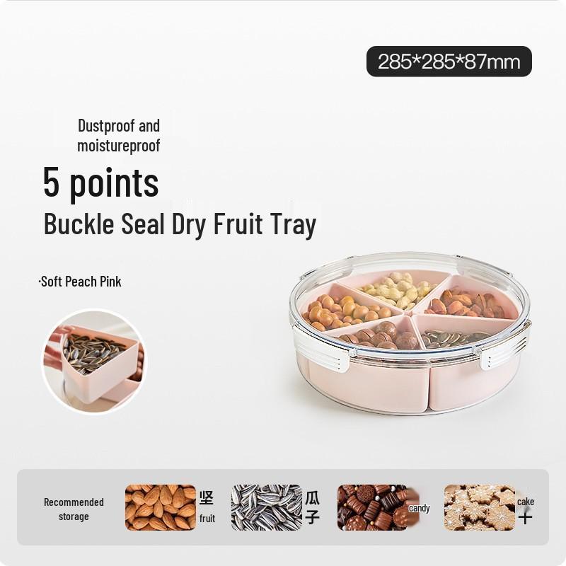 Luxe Fruit and Snack Storage Plate with Lid – Divided Sections for Fruits & Dried Snacks