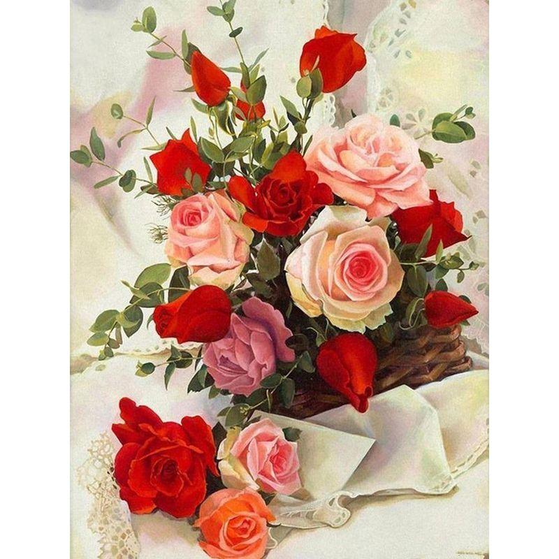 

Алмазная картина Розовый цветок Полный квадрат Алмазная вышивка Роза Декоративный набор для вышивки крестом Украшение для дома Full Round 20x30CM