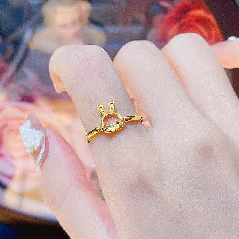 Women's Cute Golden Rabbit Ring - Niche Design, Sweet & Openable