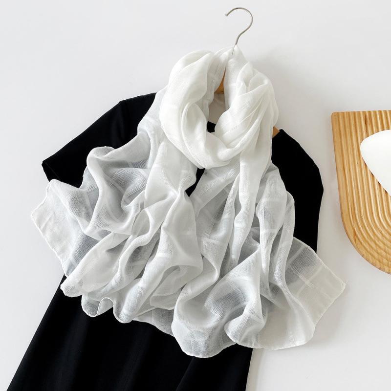 Solid Color Scarf for Women  European and American Headscarf  Spring and Summer Black Medium-length Scarf  Long Shawl