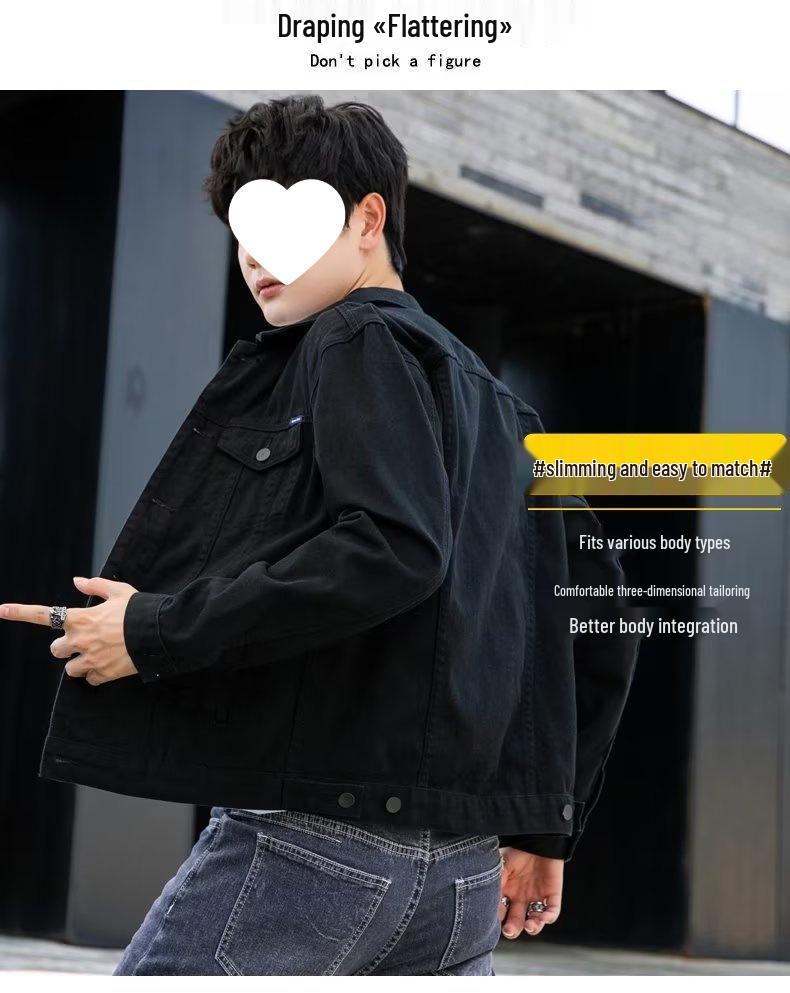 Men's Spring/Autumn Korean Style Denim Jacket - Trendy Loose-Fit Cotton Casual Jacket