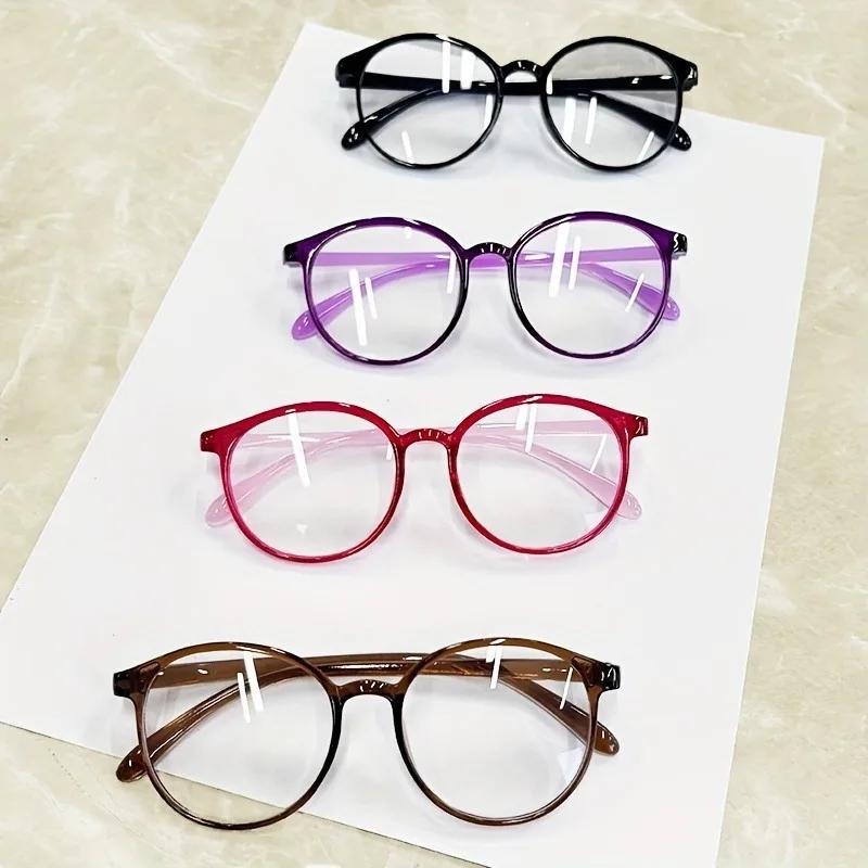 4-Pack Vintage Round Reading GlassesAnti-Blue LightElegant Candy Color Full Rim Plastic Hinges for Women