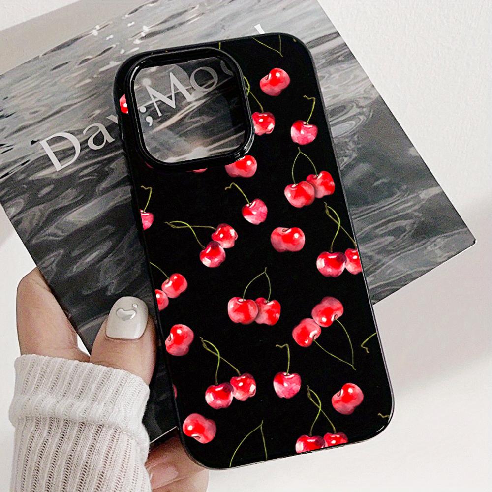 Creative Full Screen Red Cherry Phone Case For iPhone 16 15 14 13 12 11 Pro Max 16E X XR XS Max 7 8 Plus Shockproof Soft Cover