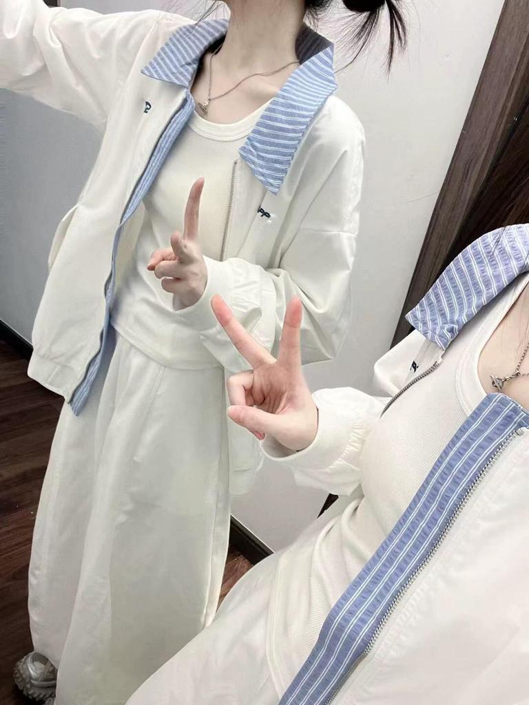 2025 Early Autumn Women's Color Block Hip Hop Slimming Short Jacket