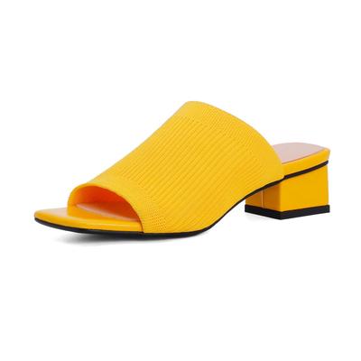 סריגים Peep Toe Med Heels נעלי קיץ פרדות אופנה מודרנית סנדלי נשים