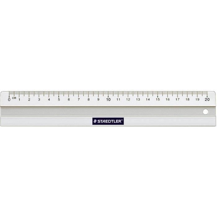Règle En Métal - STAEDTLER - 20CM - Graduée En Millimètres - Biseau Anti-tâches - Bande Antidérapante