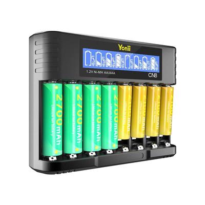 LCD-Mehrfach-NiMH-Akkuladegerät für 8 AA/AAA-Akkus (1,2 V)