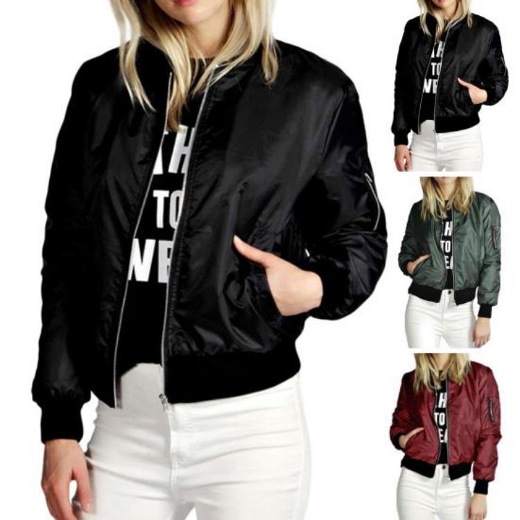 Women's Basic Jackets - Warm Zipper Coat Women Fall Jacket with Pockets Daily Wear Zip Up
