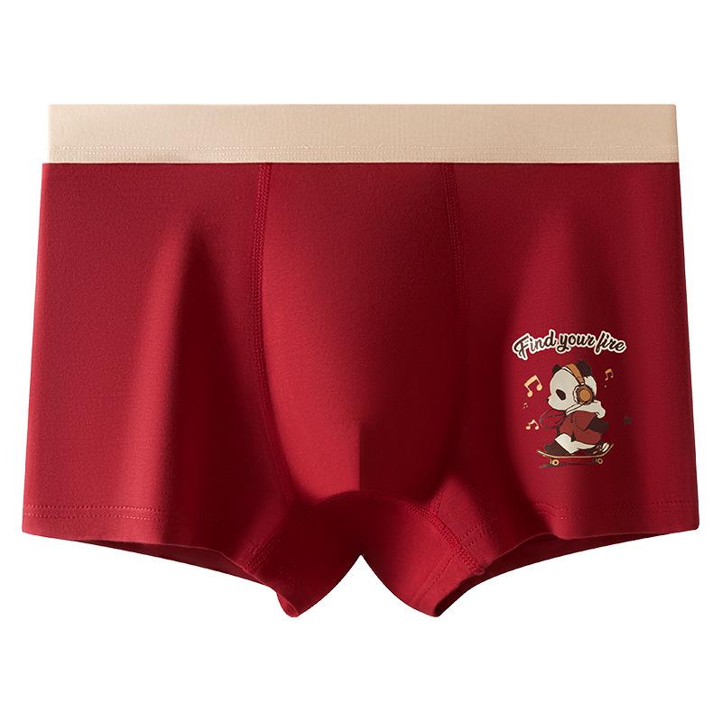 Teen Boys' Red Boxer Briefs - Year of the Rat Pure Cotton Underwear