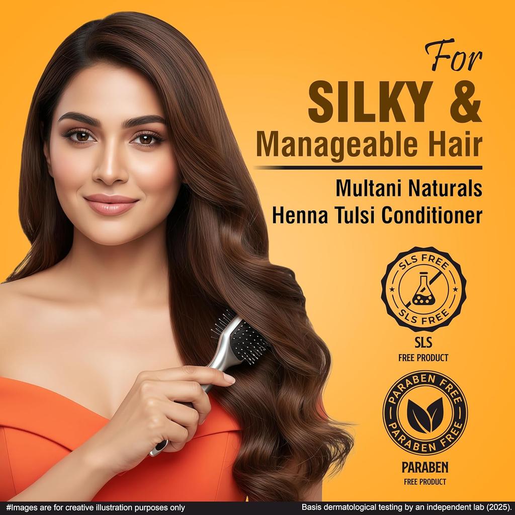 Multani Naturals Henna & Tulsi Hair Conditioner 270 ml For Smooth Frizz Control Shine Lightweight Daily Care All Hair Types