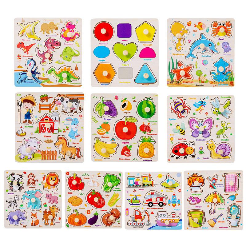 Montessori Baby Toys Wooden 3d Puzzle Cartoon Animal Intelligence Jigsaw Puzzle Early Learning Educational Toys for Children