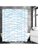 Blue Striped Shower Curtain, Bathroom Decorative Shower Curtain, Waterproof Shower Curtain with Hooks