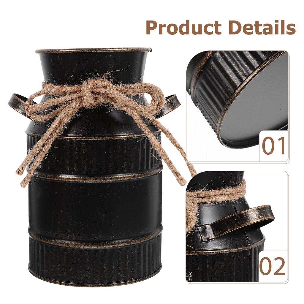 Vintage Iron Flower Bucket Tall Metal Flower Vase for Home Office Decor Rustic Style Arrangement Container Perfect Gift