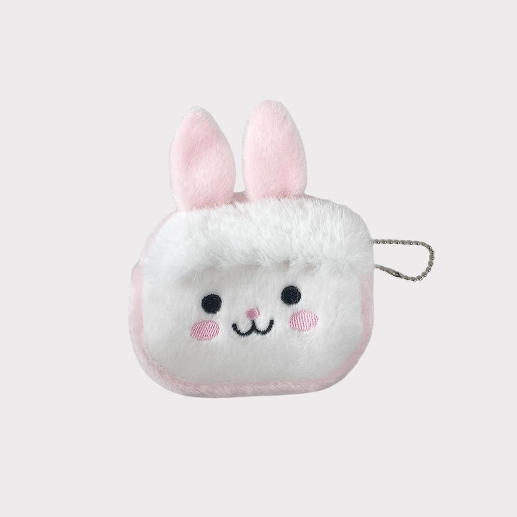 Entzückliches Cartoon-Kaninchen Plüsch-Münzbeutel Weicher Rosa Hase Aufbewahrungstasche Für Mädchen