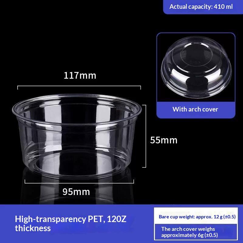 50Pcs 117 Caliber Pet Disposable Plastic Cup Clear Food Container With Lid For Dessert Fruit Snack Cold Drink Takeaway Packing