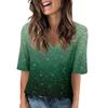 T-skjorter med V-hals for kvinner Halve ermer topper trykt Uformelle sommer T-skjorter T-skjorte bluse