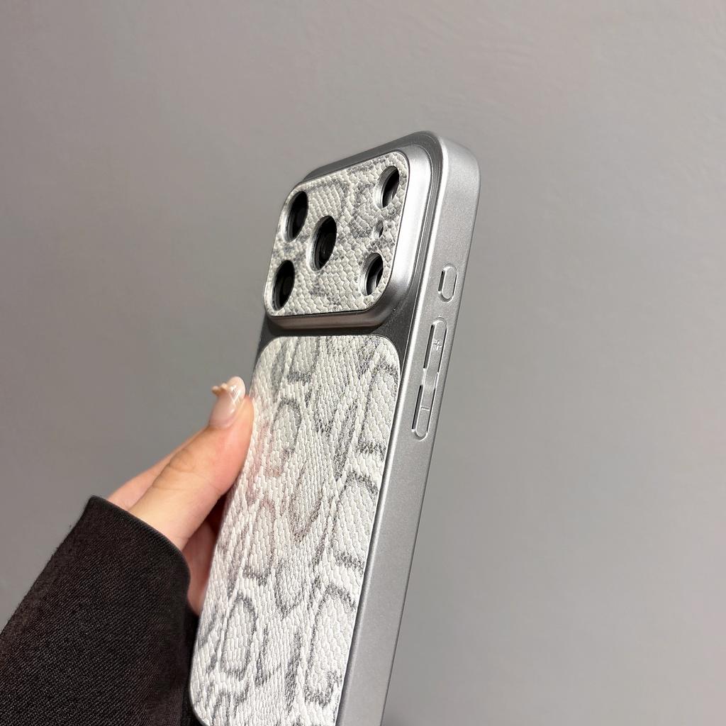 iPhone 17 Air 16 15 14 13 Pro Max İçin Premium İş Derisi Doku Desenli Telefon Kılıfı Kaplama Parlak Darbeye Dayanıklı Arka Kapak