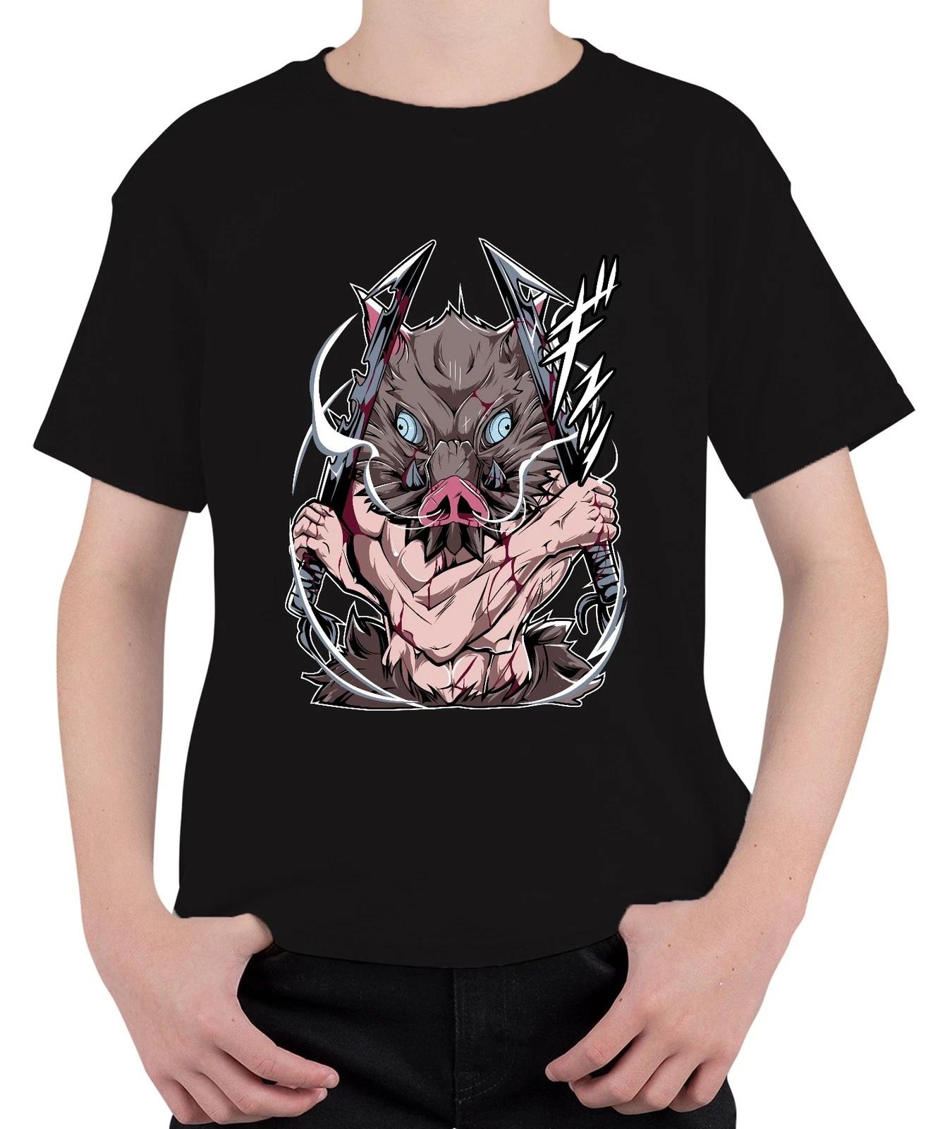 Anime Wildschwein Dämonenjäger Zweiklingen Manga Cosplay Unisex Kinder T-Shirt XS