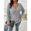 JPNTKY Women's Fashion Casual Solid Color Print Long Sleeve V Neck Blouses & Shirts