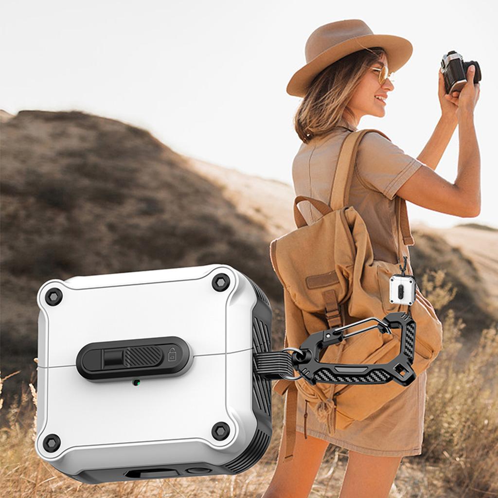 For Samsung Galaxy Buds3 Pro/Buds3 Case TPU+PC Earphone Cover with Front Lock Carabiner Clip