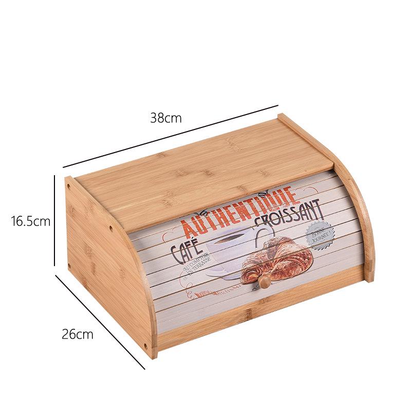 Boîte à pain en bambou avec motif - Petit rangement pour gâteaux, façade en acrylique