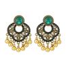 Bohemian Ethnic Rhinestone Tassel Petal Dangle Earrings for Women