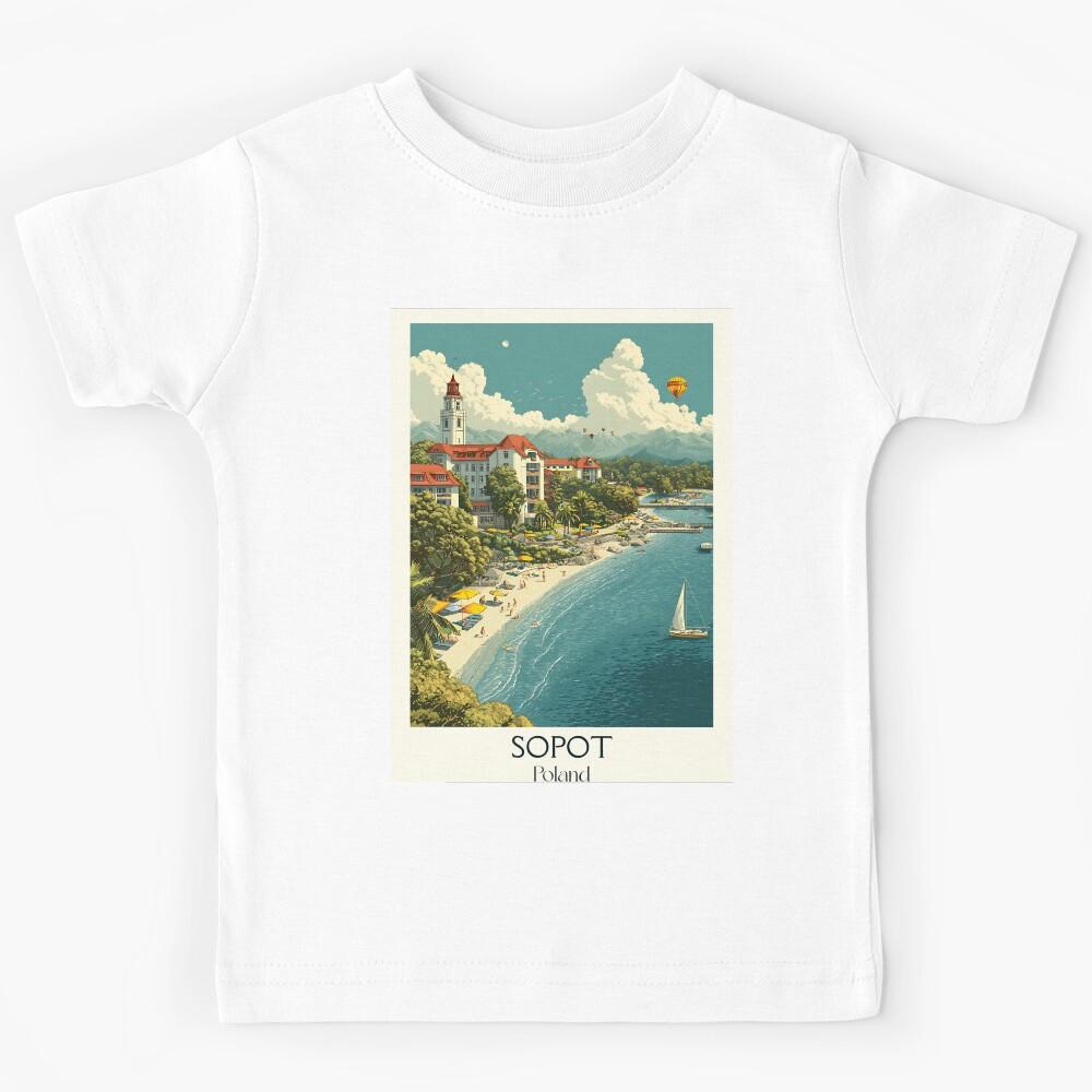 Sopot Poster – Polish Seaside Elegance in Vintage Poster Style Kids T-Shirt 140
