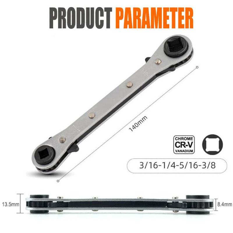Two-way Ratchet Refrigeration Valve Wrench Professional Air Conditioning Refrigeration Tool 1/4 3/8 3/16 5/16 Inch