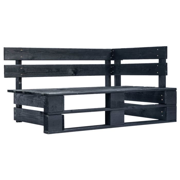 Banc d'angle - vidaXL - Palette de jardin - Bois massif - Noir - 110x65x55 cm