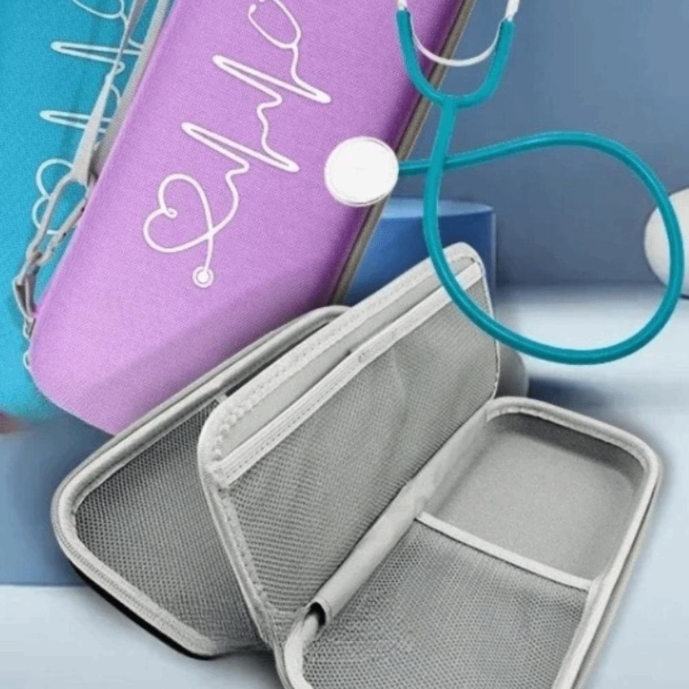 Mesh Pockets Stethoscope Protection Bag Double-deck Stethoscope EVA Carrying Case  Hospital