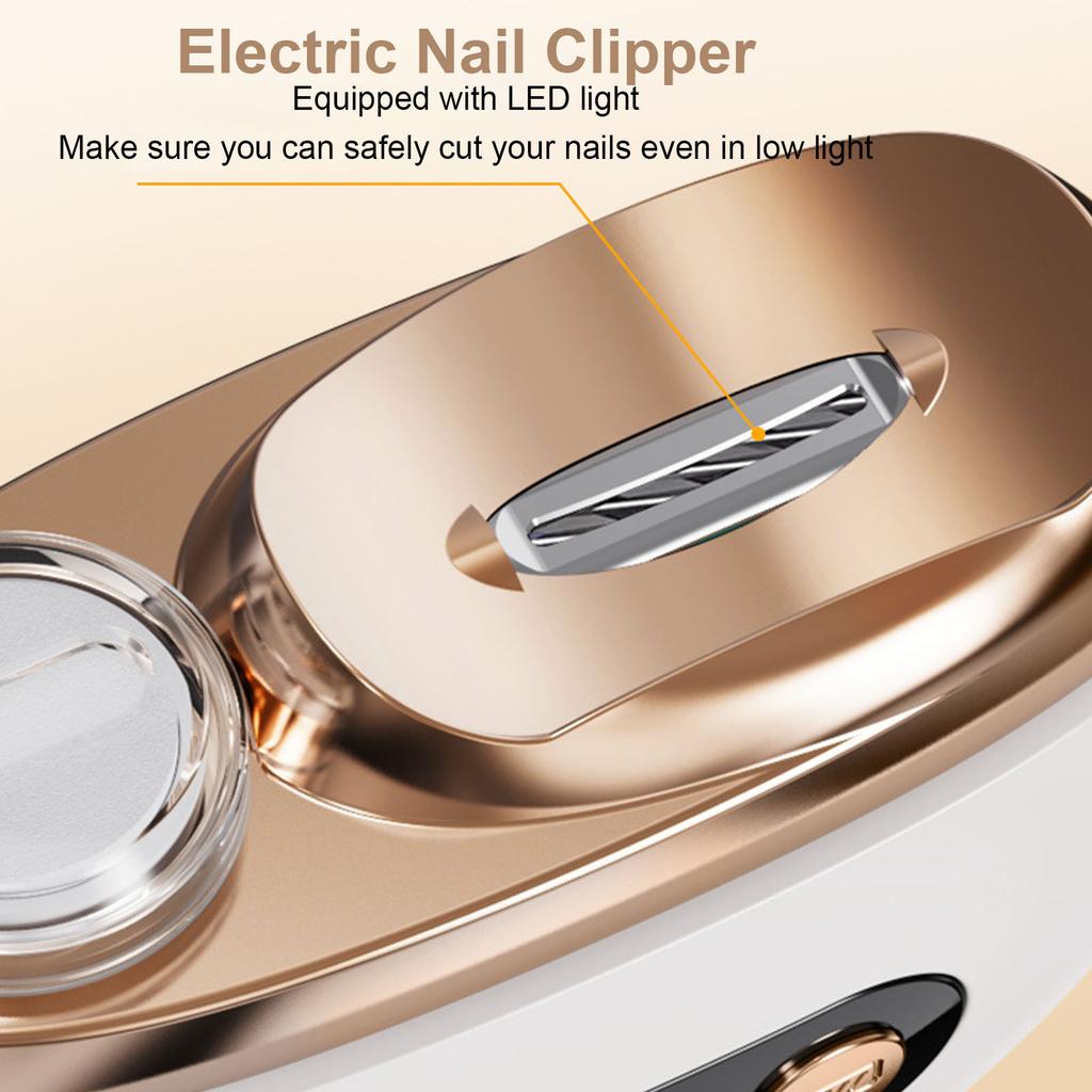 Electric Nail Clipper Rechargeable Safety Nail Trimmer Polisher Portable Fingernail Grinder Cutter with LED Light and Storage